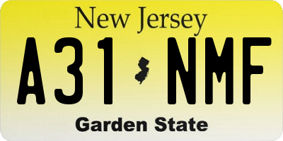 NJ license plate A31NMF