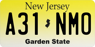 NJ license plate A31NMO