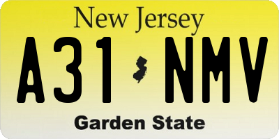 NJ license plate A31NMV