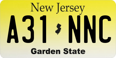 NJ license plate A31NNC