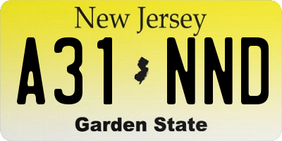 NJ license plate A31NND