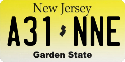 NJ license plate A31NNE