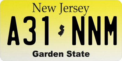 NJ license plate A31NNM