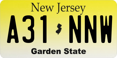 NJ license plate A31NNW