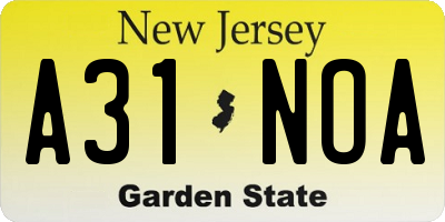 NJ license plate A31NOA