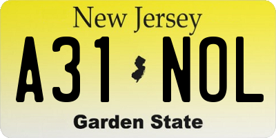 NJ license plate A31NOL