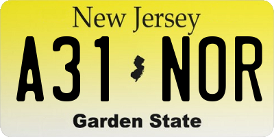 NJ license plate A31NOR