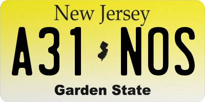 NJ license plate A31NOS
