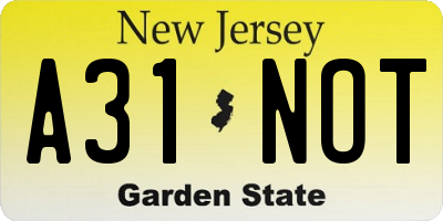 NJ license plate A31NOT