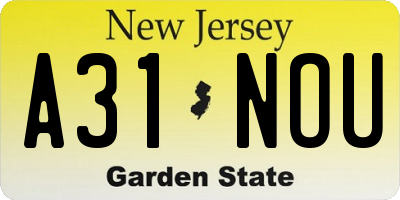 NJ license plate A31NOU