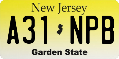 NJ license plate A31NPB