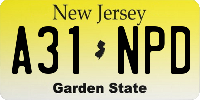 NJ license plate A31NPD