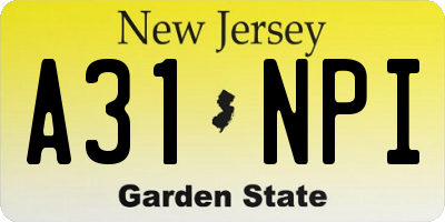 NJ license plate A31NPI
