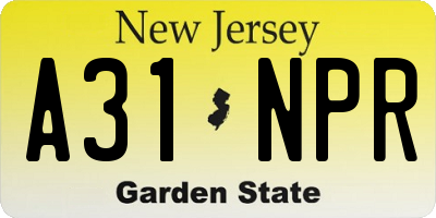 NJ license plate A31NPR