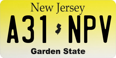 NJ license plate A31NPV