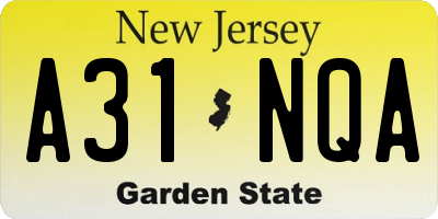 NJ license plate A31NQA