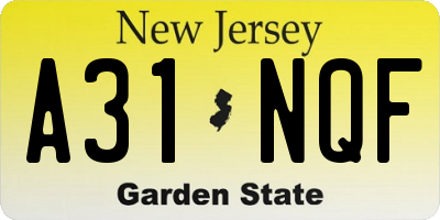NJ license plate A31NQF
