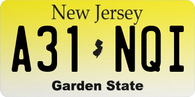 NJ license plate A31NQI