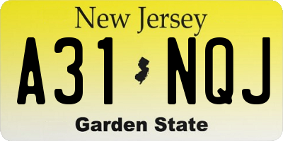NJ license plate A31NQJ