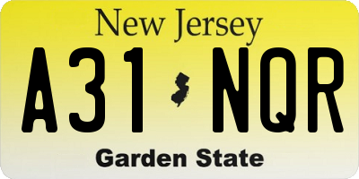 NJ license plate A31NQR
