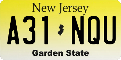 NJ license plate A31NQU