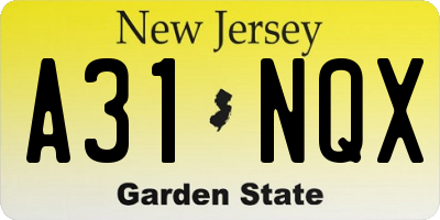 NJ license plate A31NQX