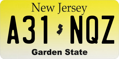 NJ license plate A31NQZ
