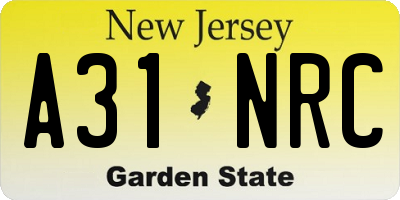 NJ license plate A31NRC