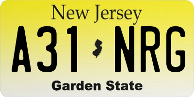 NJ license plate A31NRG