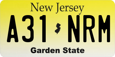 NJ license plate A31NRM