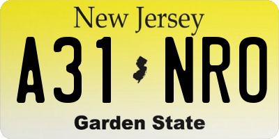 NJ license plate A31NRO