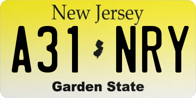 NJ license plate A31NRY