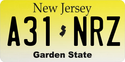 NJ license plate A31NRZ