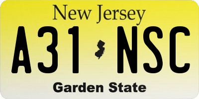 NJ license plate A31NSC