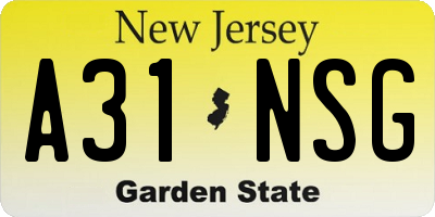 NJ license plate A31NSG