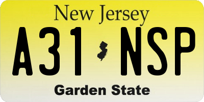 NJ license plate A31NSP