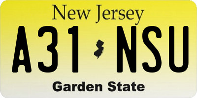 NJ license plate A31NSU