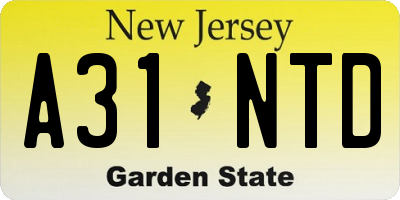 NJ license plate A31NTD