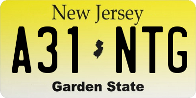 NJ license plate A31NTG