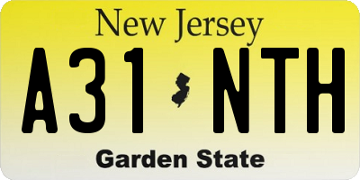 NJ license plate A31NTH