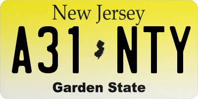 NJ license plate A31NTY