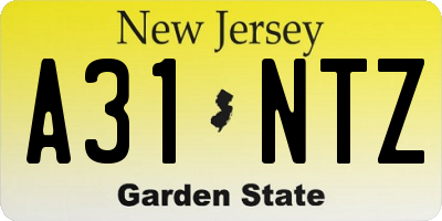 NJ license plate A31NTZ