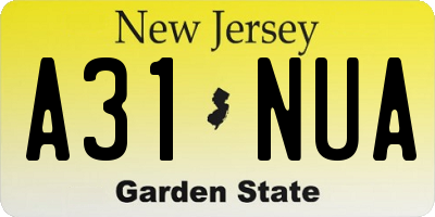 NJ license plate A31NUA