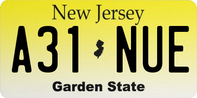 NJ license plate A31NUE