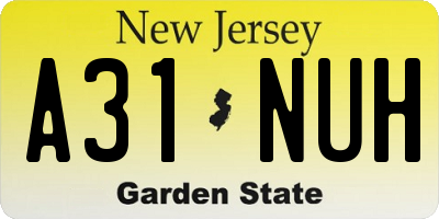 NJ license plate A31NUH