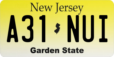 NJ license plate A31NUI