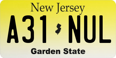 NJ license plate A31NUL