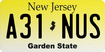 NJ license plate A31NUS