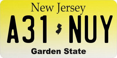 NJ license plate A31NUY