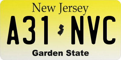 NJ license plate A31NVC